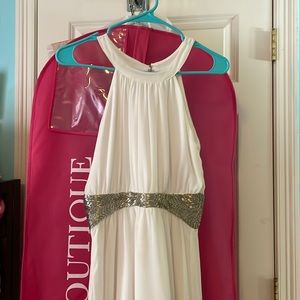 White and silver formal dress